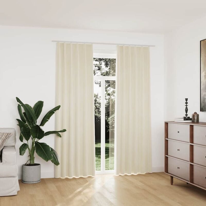foto del prodotto tende oscuranti con ganci 2 pz crema in velluto 140x225 cm - vidaxl