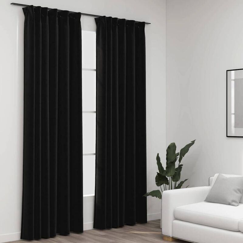 foto del prodotto tende oscuranti con ganci effetto lino 2 pz antracite 140x245cm vidaxl