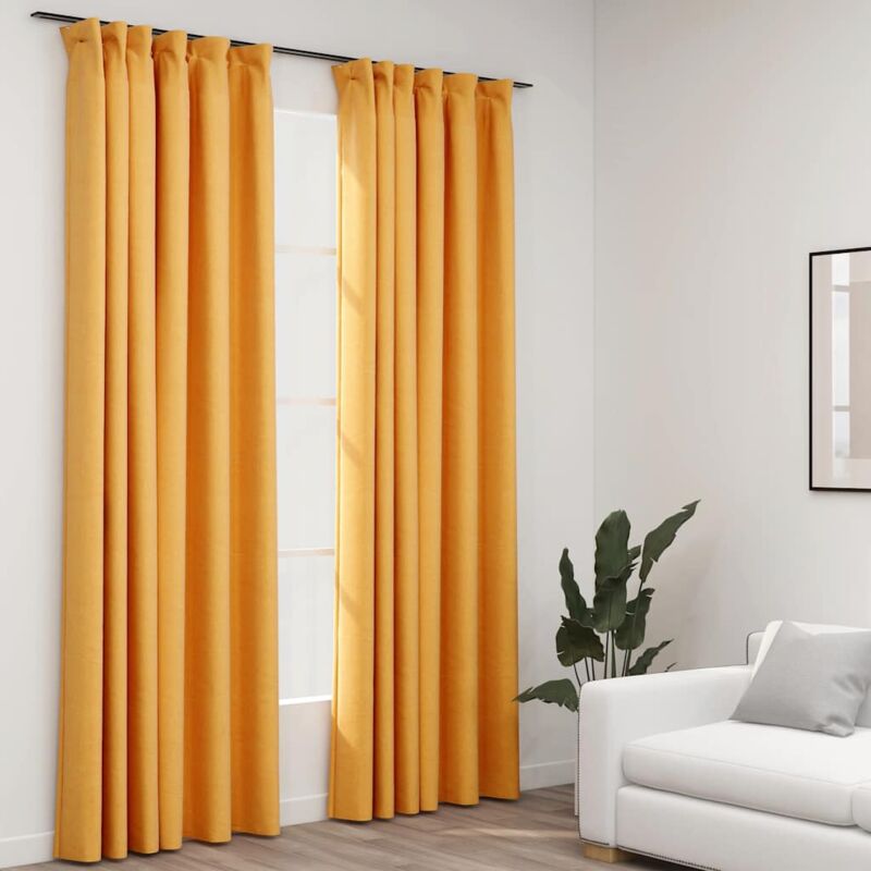 foto del prodotto tende oscuranti con ganci effetto lino 2 pz gialle 140x245 cm vidaxl