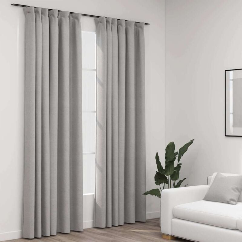 foto del prodotto tende oscuranti con ganci effetto lino 2 pz grigie 140x225 cm vidaxl