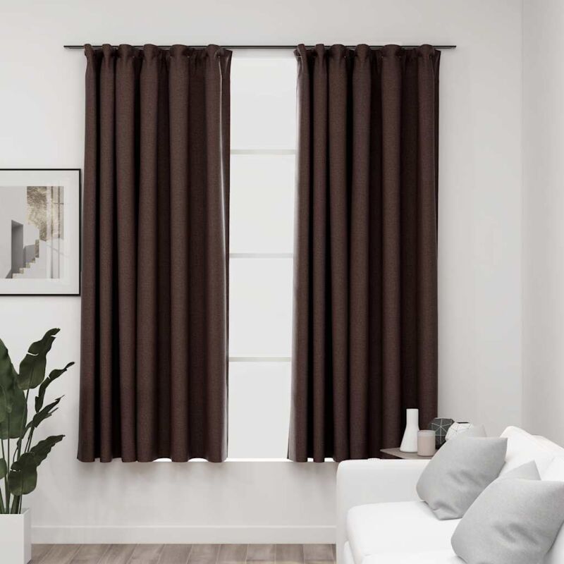foto del prodotto tende oscuranti con ganci effetto lino 2 pz talpa 140x175 cm vidaxl