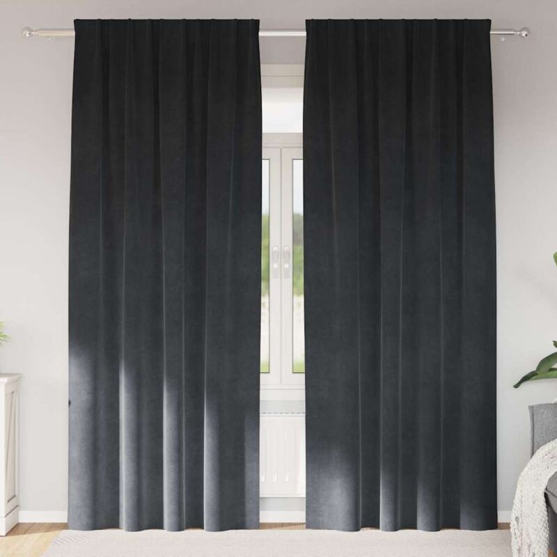 foto del prodotto tende oscuranti con nastro in alto 2 pz grigio chiaro in velluto vidaxl