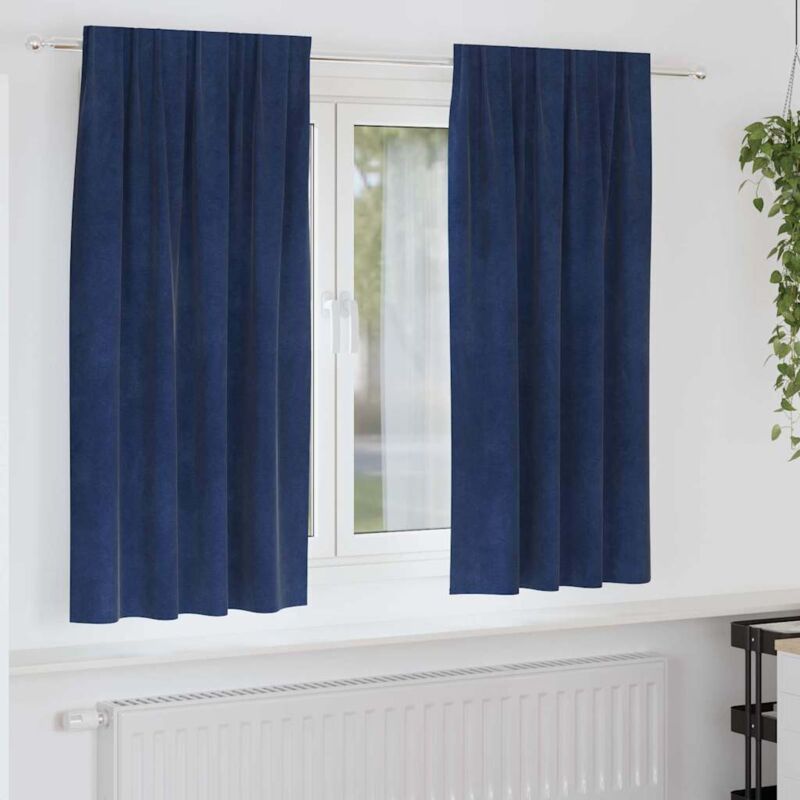 foto del prodotto tende oscuranti con nastro superiore 2 pcs blu scuro in velluto vidaxl