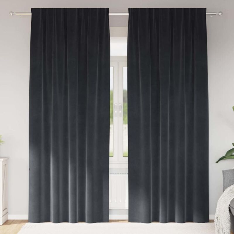 foto del prodotto tende oscuranti con nastro superiore 2 pezzi grigio scuro velluto vidaxl