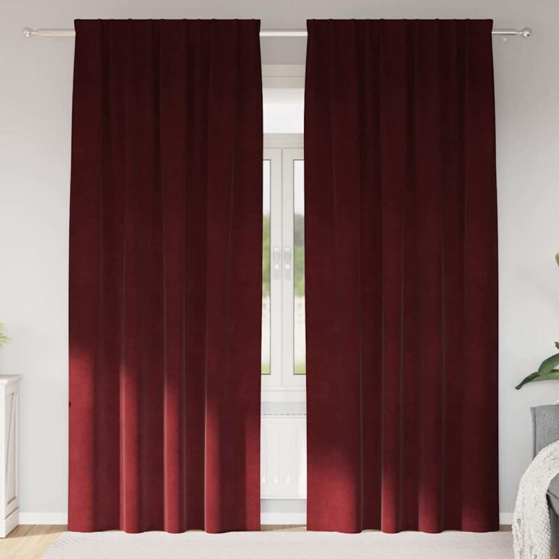 foto del prodotto tende oscuranti con nastro superiore 2 pz rosso borgogna velluto vidaxl