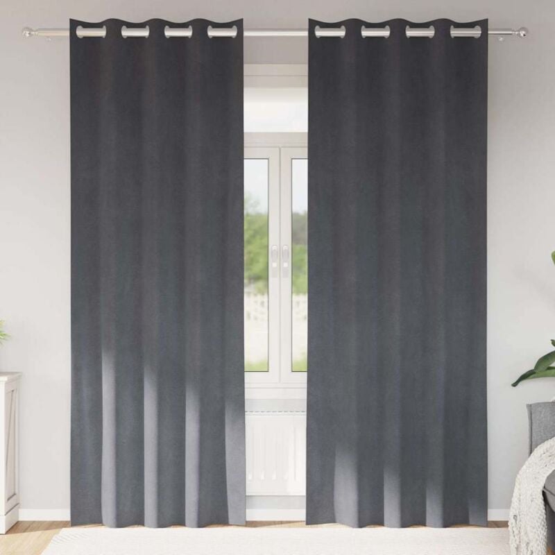 foto del prodotto tende oscuranti con occhielli 2 pezzi in velluto grigio chiaro super leggero vidaxl