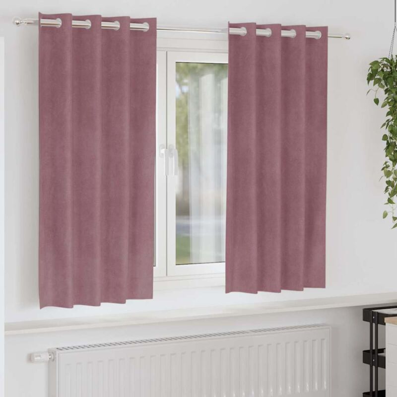foto del prodotto tende oscuranti con occhielli 2 pezzi rosa scuro in velluto vidaxl