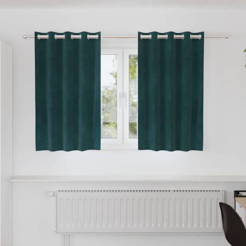 foto del prodotto tende oscuranti con occhielli 2 pezzi verde scuro in velluto vidaxl