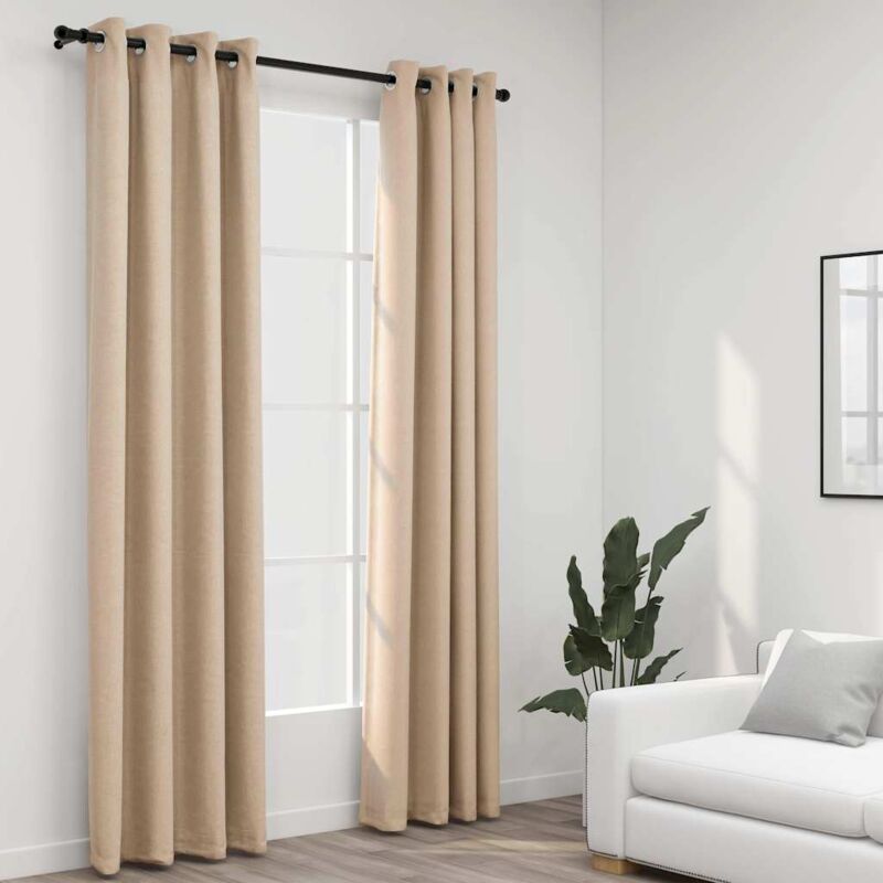 foto del prodotto tende oscuranti effetto lino con occhielli 2 pz beige 140x245cm vidaxl