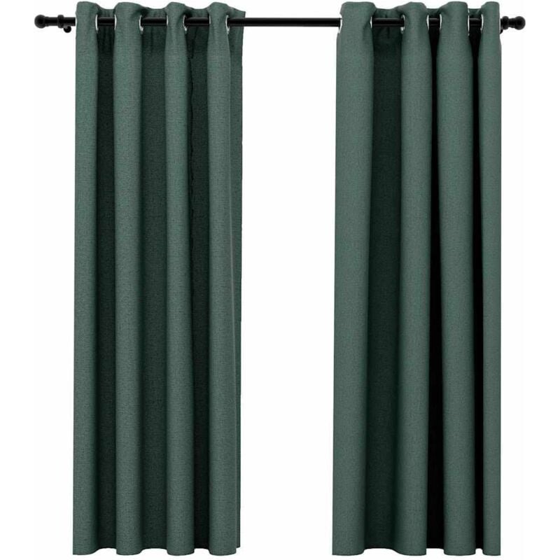 foto del prodotto tende oscuranti effetto lino con occhielli 2 pz verdi 140x175cm - vidaxl