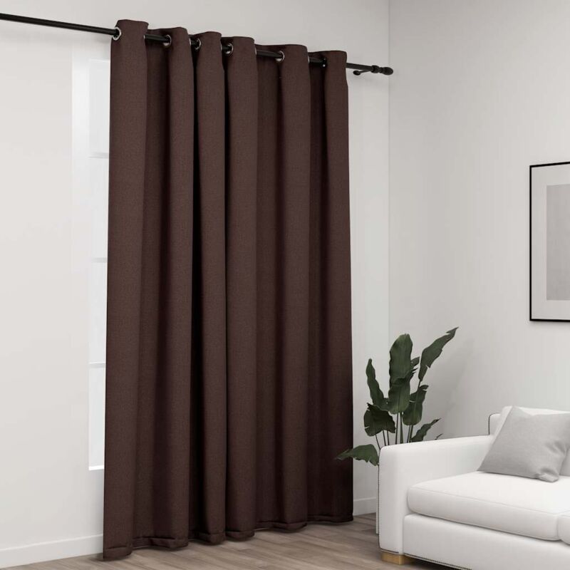foto del prodotto tende oscuranti effetto lino con occhielli 290 x 245 cm vari colori colore talpa