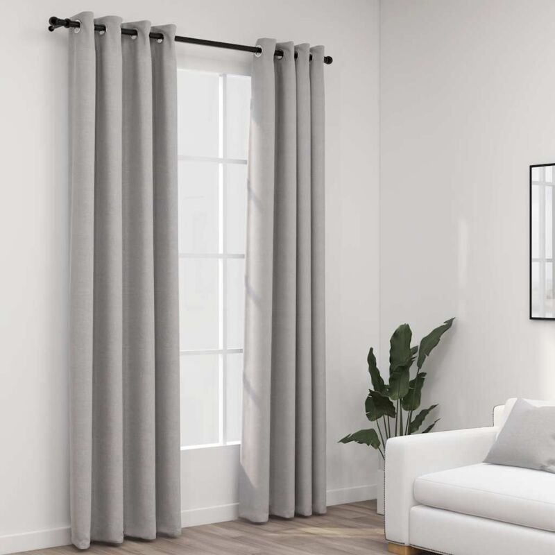 foto del prodotto tende oscuranti effetto lino con occhielli 2pz 140x225cm grigio vidaxl