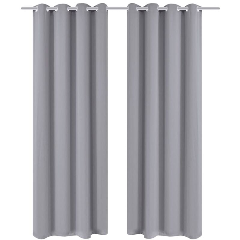 foto del prodotto tende oscuranti grigie con anelli metallo blackout 135 x 245 cm 2 pz