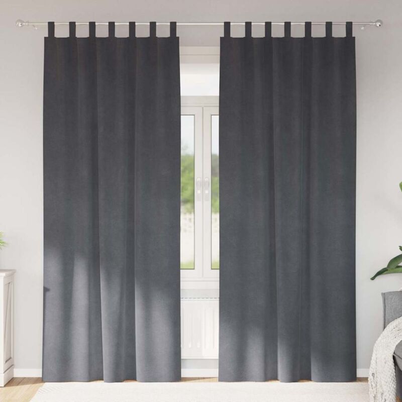 foto del prodotto tende oscuranti vidaxl con anelli da appendere 2 pz in velluto grigio super chiaro
