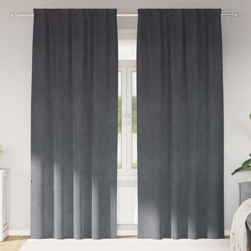 foto del prodotto tende oscuranti vidaxl con nastro superiore 2 pezzi grigio chiaro in velluto