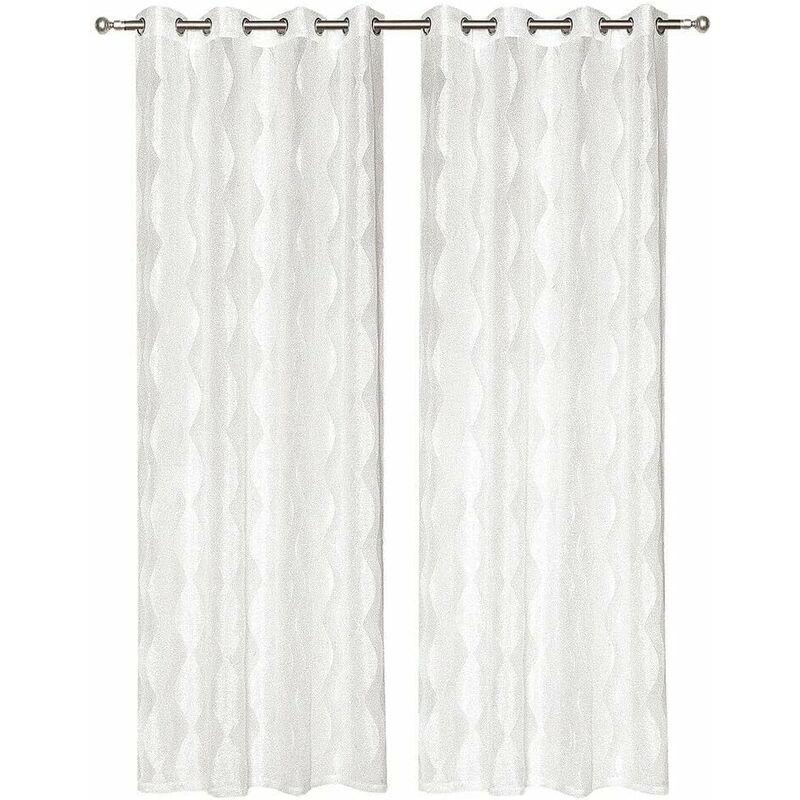 foto del prodotto tende porta finestra occhielli brillantini coppia moderna 140x280 cm semitrasparente interno bianco