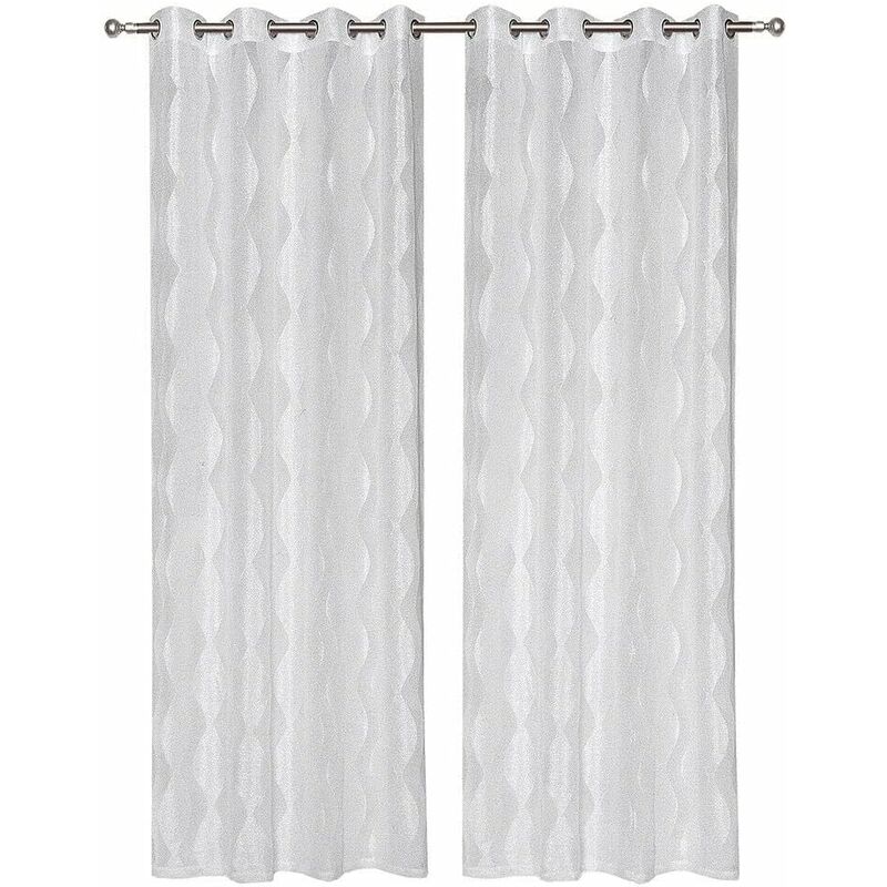 foto del prodotto tende porta finestra occhielli brillantini coppia moderna 140x280 cm semitrasparente interno grigio