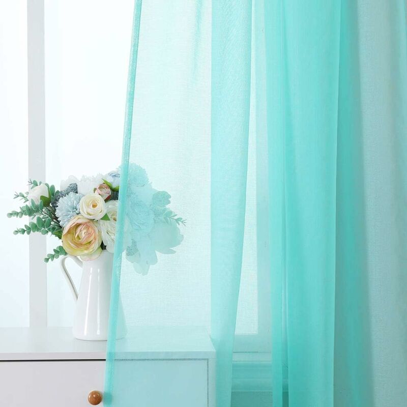 foto del prodotto tende trasparenti 2 pannelli in poliestere resistente con passanti morbido e moderno per camera da letto ufficio cameretta bambini 140x160 cm