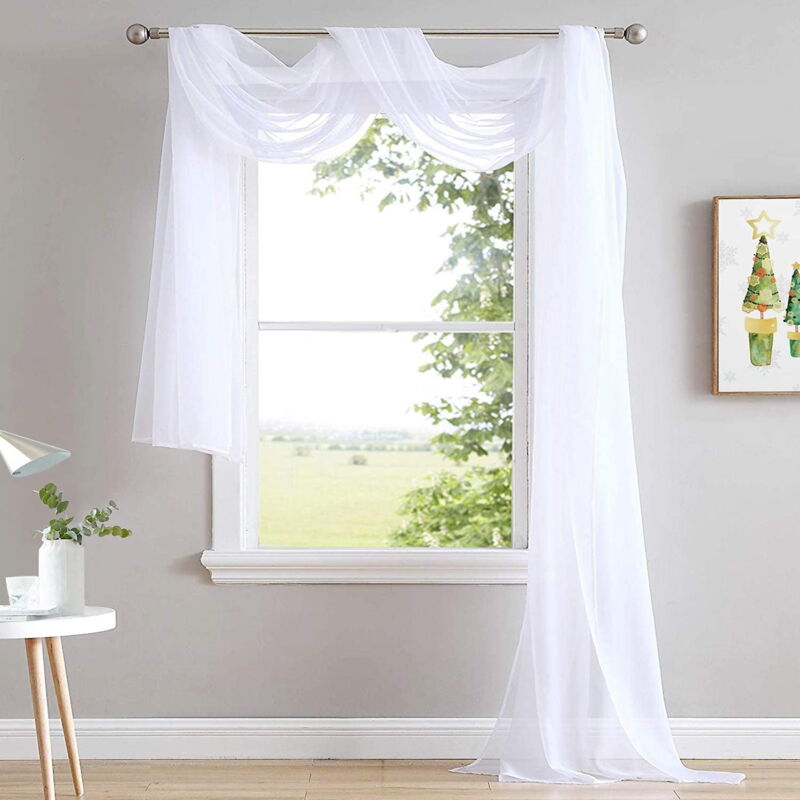 foto del prodotto tende trasparenti bianche extra lunghe da 216 , tende in voile morbido e strutturato per letto a baldacchino, eventi e arredamento per la casa,