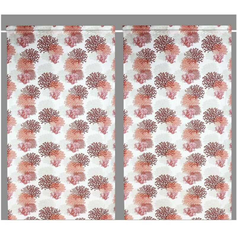 foto del prodotto tendina vetro moderna larga 45 o 60 o 80 coralli rosso misto lino made in italy 1 telo cm. 45x150