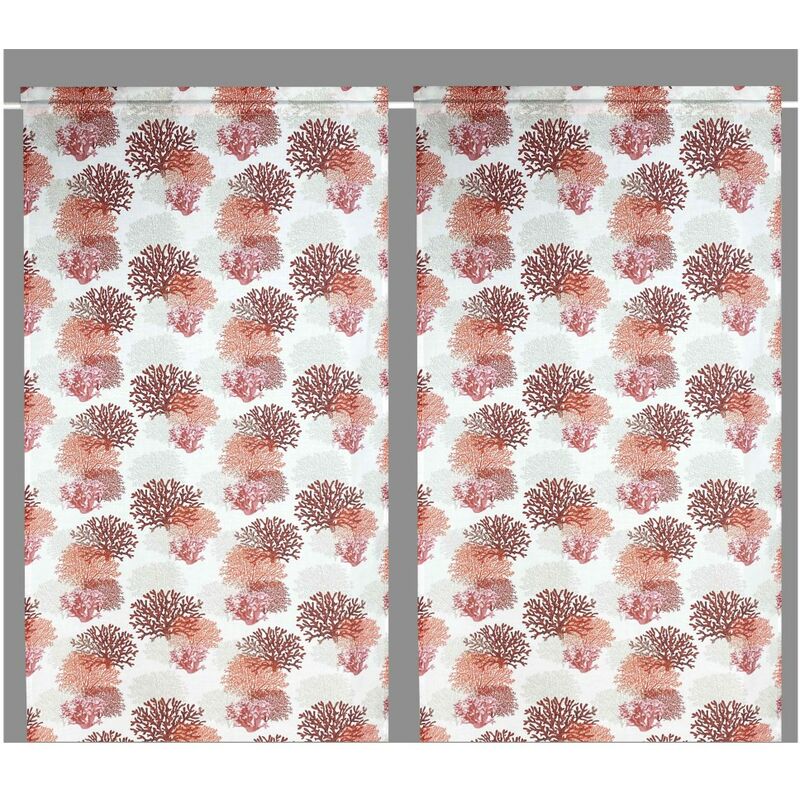 foto del prodotto tendina vetro moderna larga 45 o 60 o 80 coralli rosso misto lino made in italy 1 telo cm. 60x150
