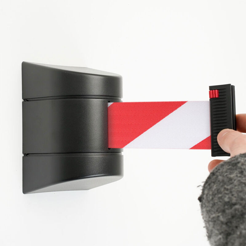 foto del prodotto tendinastro da parete 10 m con clip di chiusura nastro bianco rosso