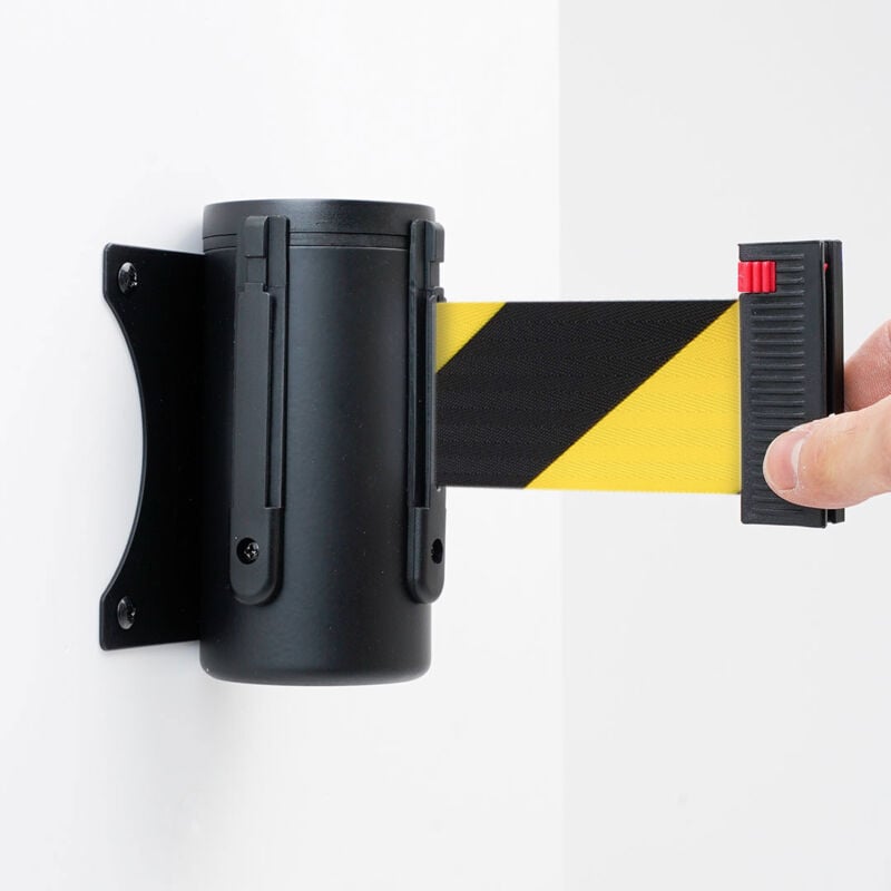 foto del prodotto tendinastro da parete 3 m con clip di chiusura nastro giallo nero