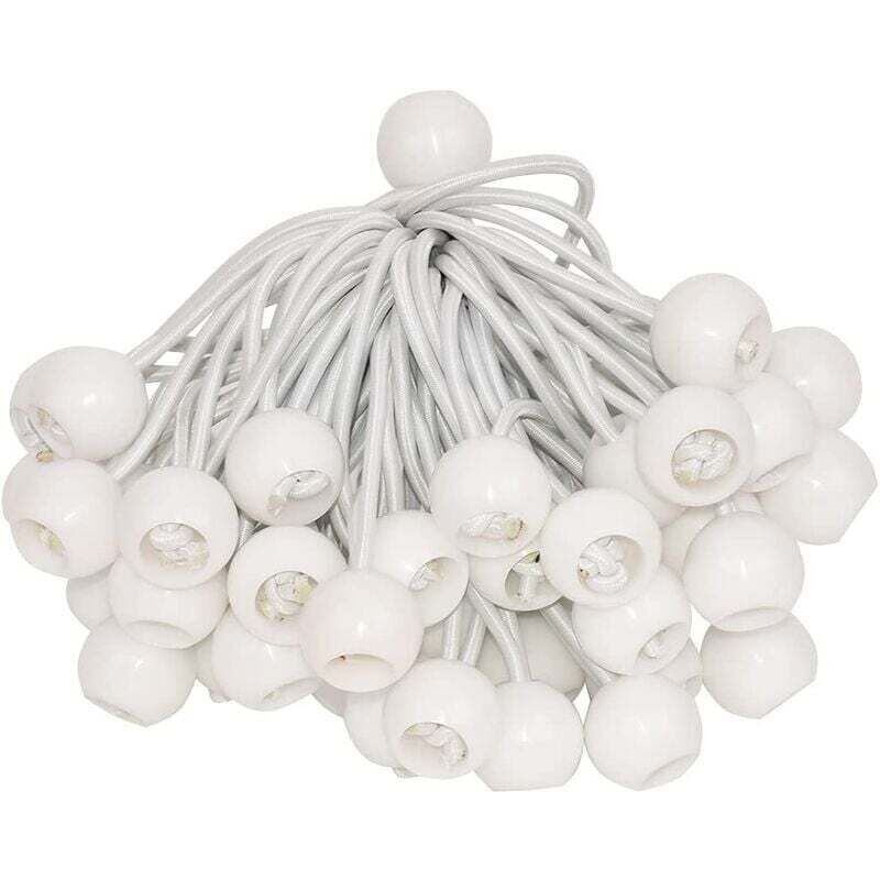 foto del prodotto tenditore a sfera elastico da 50 pezzi, tenditore per telone per padiglione, campeggio, corde per tende, imbracatura di estensione per tende, 15 cm,