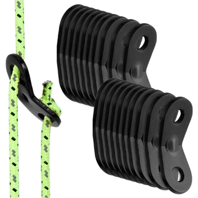 foto del prodotto tenditore per corda da 20 pezzi, gancio di regolazione della corda antiscivolo resistente, robusto e durevole, rinforza la stabilit della tenda, per