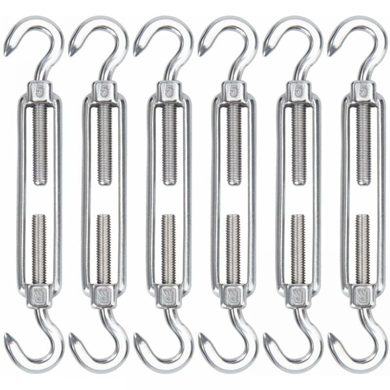 foto del prodotto tenditori per cavi in acciaio inossidabile m5, ganci e ganci tenditori per cavi metallici da 6 pezzi, ganci di tensione regolabili per impieghi