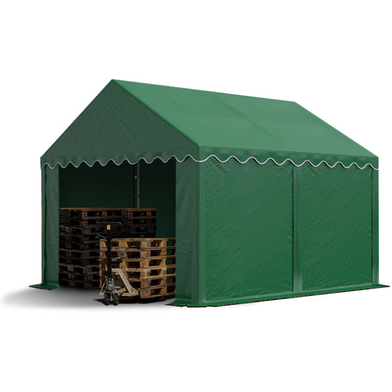 foto del prodotto tendone deposito 3x4 m pvc 700 n verde scuro impermeabile tenda capannone tenda di stoccaggio toolport