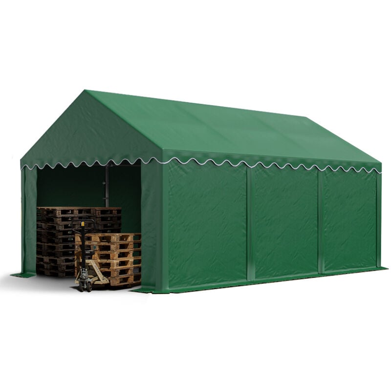 foto del prodotto tendone deposito 3x6 m pvc 700 n verde scuro impermeabile tenda capannone tenda di stoccaggio toolport