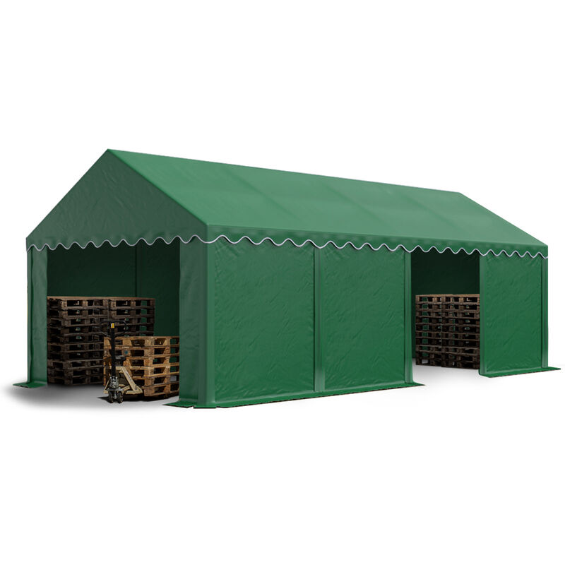 foto del prodotto tendone deposito 4x8 m pvc 700 n verde scuro impermeabile tenda capannone tenda di stoccaggio toolport