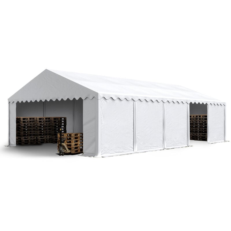 foto del prodotto tendone deposito 5x10 m pvc 700 n bianco impermeabile tenda capannone tenda di stoccaggio toolport