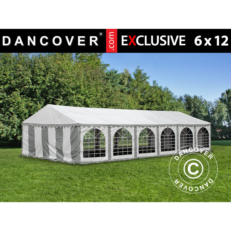 foto del prodotto tendone gazebo per feste exclusive 6x12m pvc, grigio/bianco