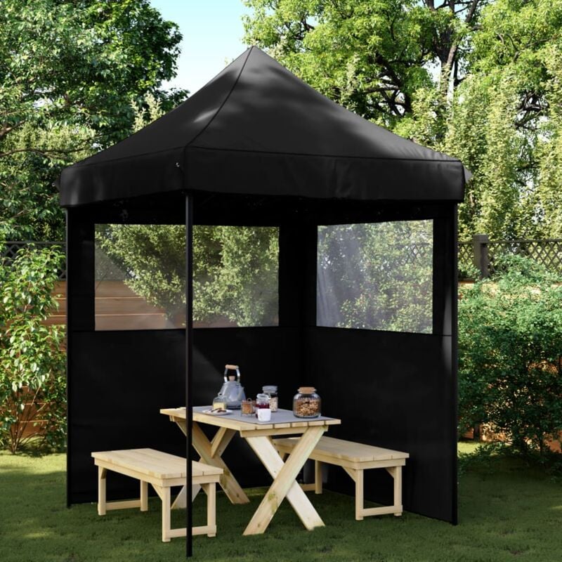 foto del prodotto tendone per feste pieghevole pop up con 2 pareti nero vidaxl