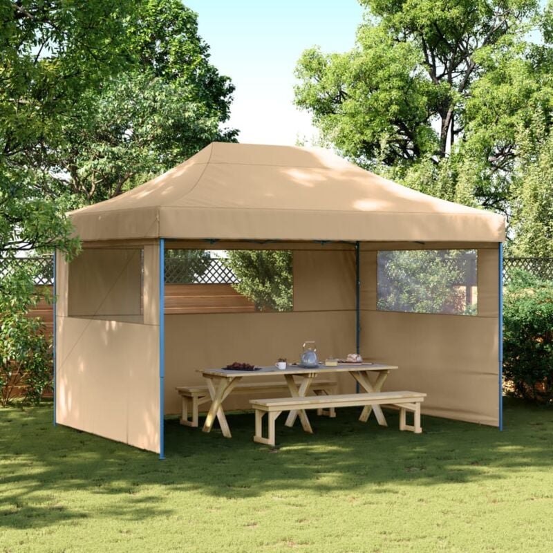 foto del prodotto tendone per feste pieghevole pop up con 3 pareti beige vidaxl