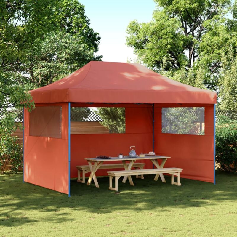 foto del prodotto tendone per feste pieghevole pop up con 3 pareti terracotta vidaxl