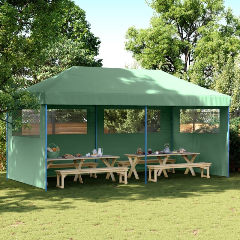 foto del prodotto tendone per feste pieghevole pop up con 3 pareti verde vidaxl