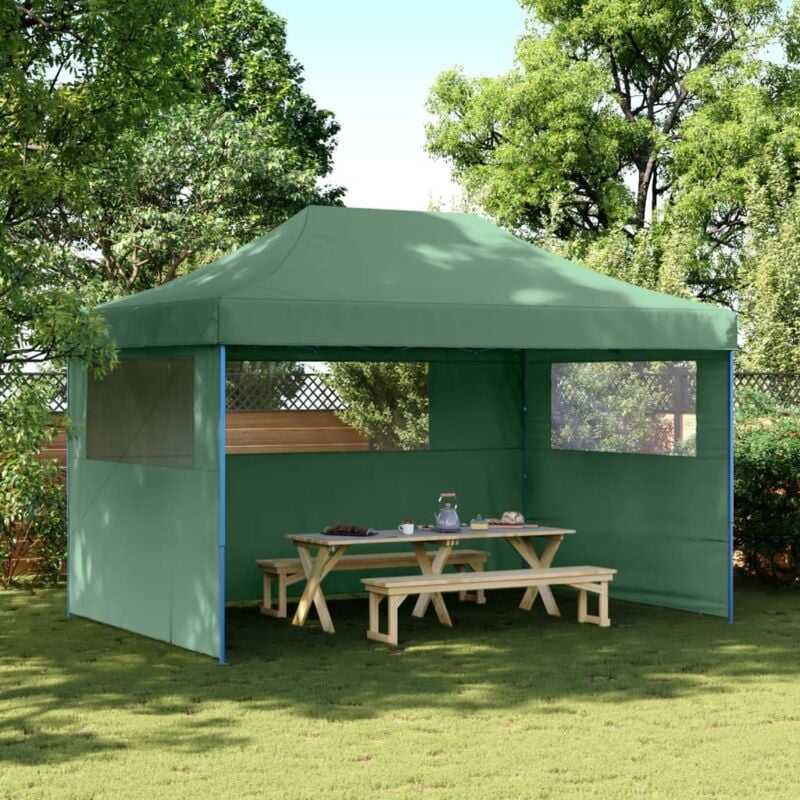 foto del prodotto tendone per feste pieghevole pop up con 3 pareti verde vidaxl