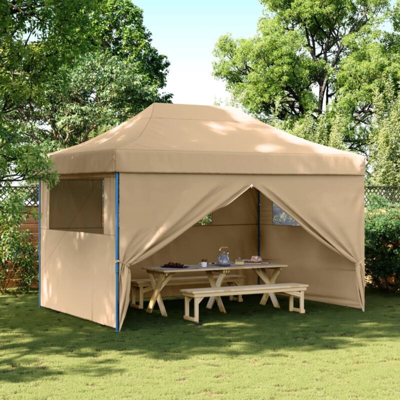 foto del prodotto tendone per feste pieghevole pop up con 4 pareti beige vidaxl