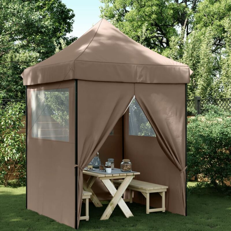foto del prodotto tendone per feste pieghevole pop up con 4 pareti marrone vidaxl