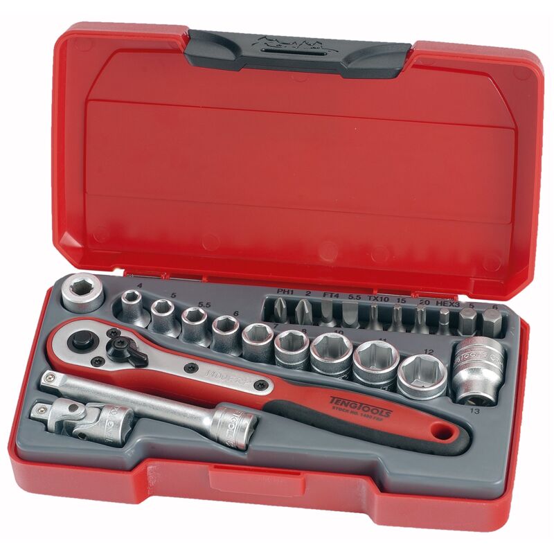 foto del prodotto teng t1424 set manicotti 1 4 sistema metrico 24 pezzi 
