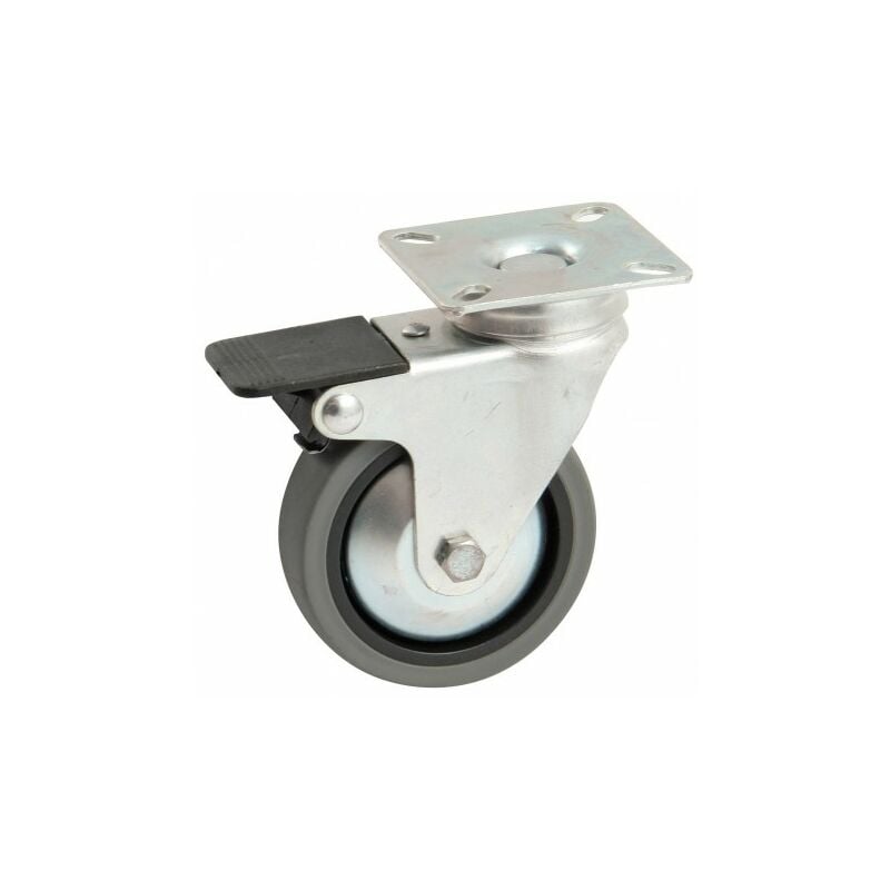 foto del prodotto tente - ruota girevole con piastra quadrata freno avl - ruota in gomma 50 - portata 30 kg - 518879as