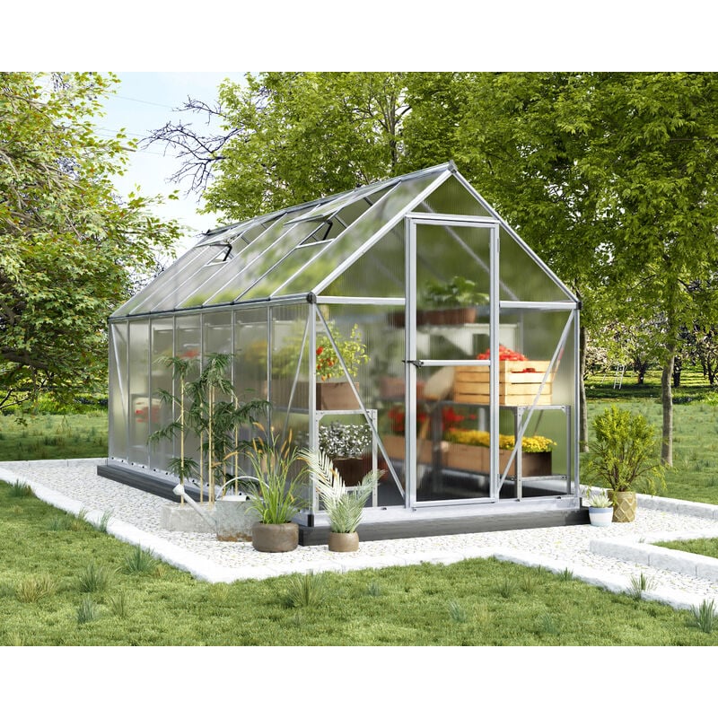 foto del prodotto tepro canopia mythos doppio strato serra da giardino in policarbonato 426x185x208 cm argento