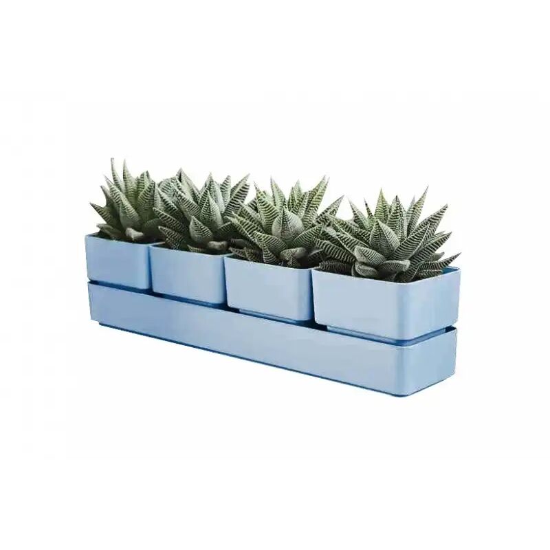 foto del prodotto teraplast fioriera vaso modello sierra 38cm color denim elegante per piccole piante 4 vasi