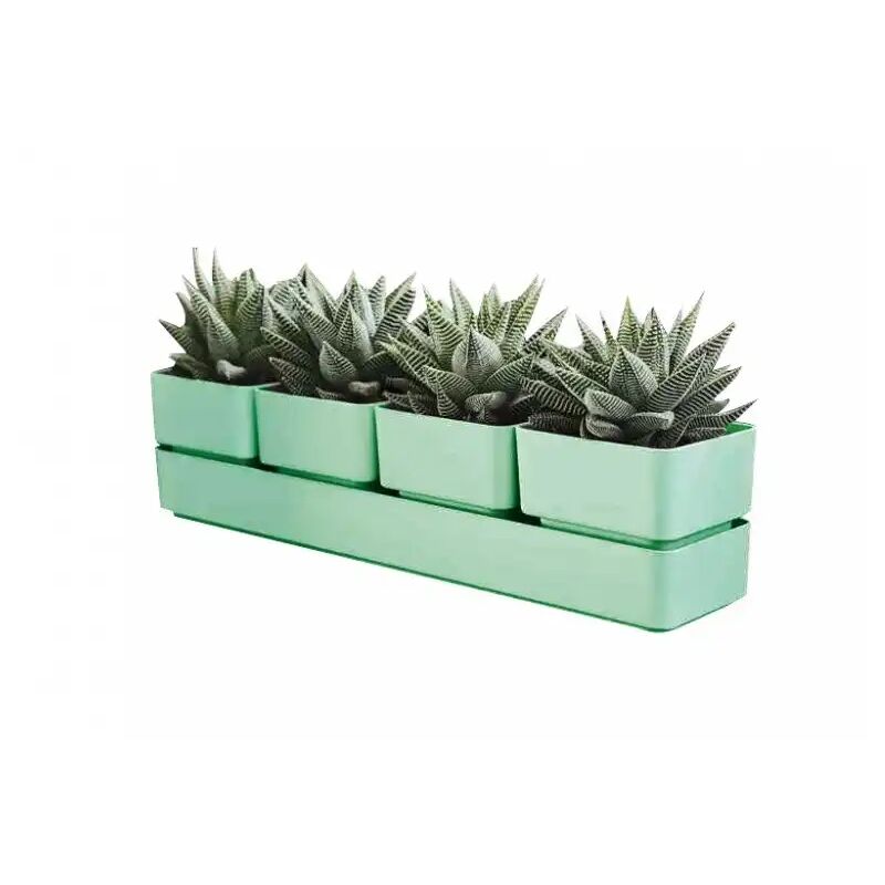 foto del prodotto teraplast fioriera vaso modello sierra 48cm color olive elegante per piccole piante 4 vasi