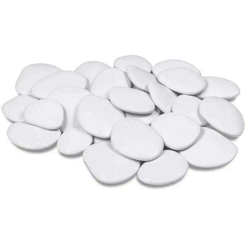 foto del prodotto teraplast re pebbles confezione 50 sassi decorativi bianco 50x25cm in plastica riciclata