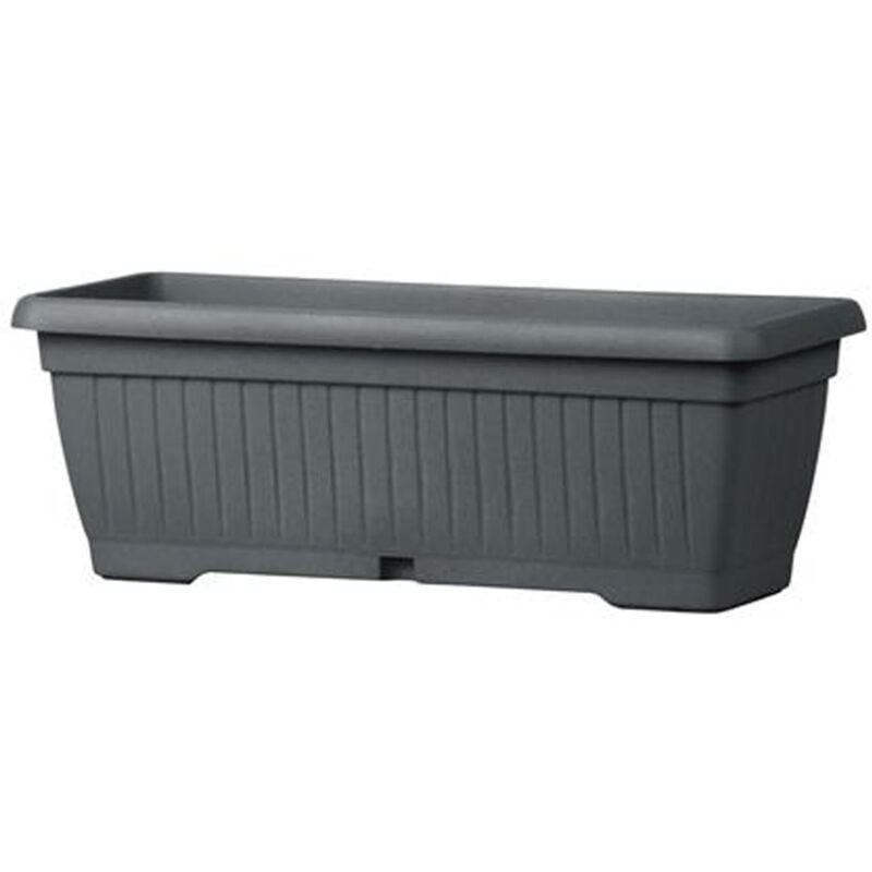 foto del prodotto teraplast vaso con sottovaso rettangolare coste basic in plastica per fiori e piante da balcone e giardino 60 cm terracotta