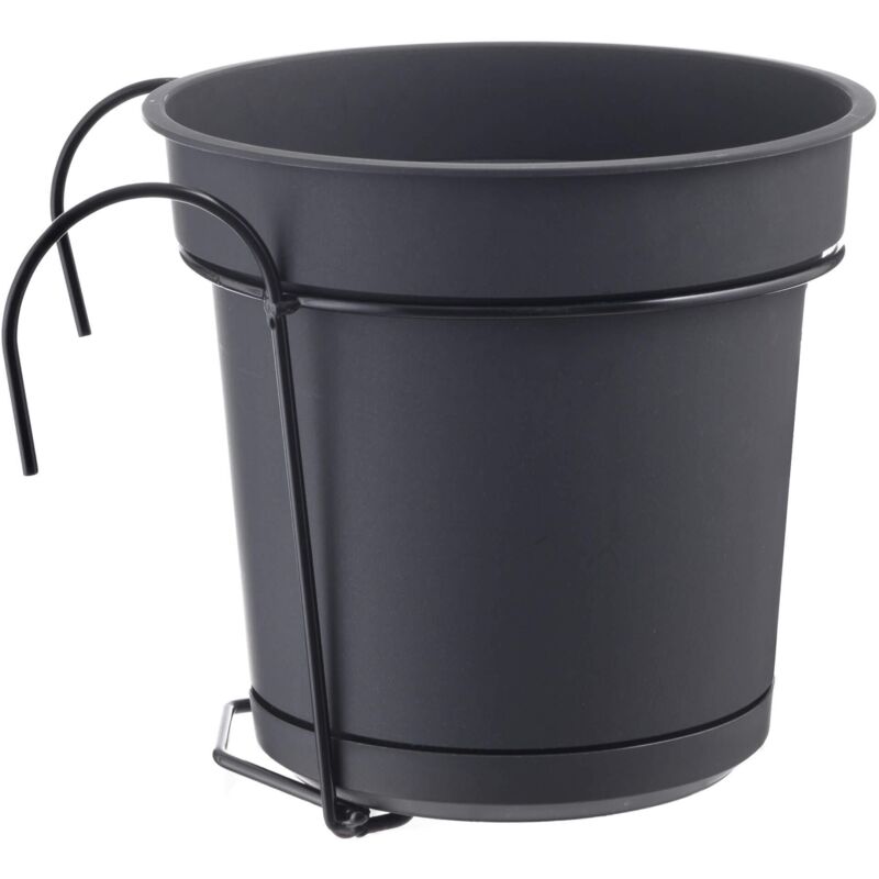 foto del prodotto teraplast vaso con supporto in metallo per balcone hydral per fiori e piante bianco